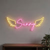 Angel Wings Neon Sign Custom, Name Wings LED Light, Girls Room Wall Decor