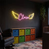 Angel Wings Neon Sign Custom, Name Wings LED Light, Girls Room Wall Decor