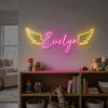Angel Wings Neon Sign Custom, Name Wings LED Light, Girls Room Wall Decor