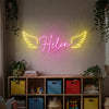 Angel Wings Neon Sign Custom, Name Wings LED Light, Girls Room Wall Decor