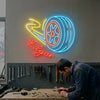 Automotive Neon Sign Custom, Name Wheel LED Light, Garage Man Cave Auto Decor