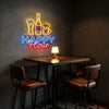 Bar & Grill Neon Sign - Custom Happy Hour Drinks Yellow Blue