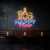 Bar & Grill Neon Sign - Custom Happy Hour Drinks Yellow Blue