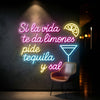 Bar & Grill Neon Sign - Personalized Tequila Quote Pink Blue