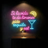 Bar & Grill Neon Sign - Personalized Tequila Quote Pink Blue