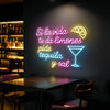Bar & Grill Neon Sign - Personalized Tequila Quote Pink Blue