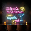 Bar & Grill Neon Sign - Personalized Tequila Quote Pink Blue