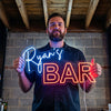 Bar Neon Sign Custom, Name Block Letter LED Light, Home Bar Wall Decor