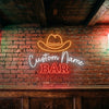 Bar Neon Sign Custom, Name Cowboy Hat LED Light, Western Bar Decor
