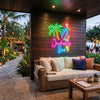 Bar Neon Sign Custom, Name Parrot Palm Tree LED Light, Tiki Home Bar Decor