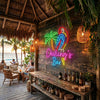 Bar Neon Sign Custom, Name Parrot Palm Tree LED Light, Tiki Home Bar Decor