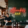 Bar Neon Sign Custom, Name Script LED Light, Home Bar Man Cave Wall Decor