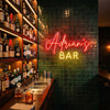 Bar Neon Sign Custom, Name Script LED Light, Home Bar Man Cave Wall Decor