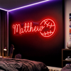 Baseball Neon Sign Custom, Name Ball LED Light, Boys Room Wall Decor