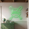 Baseball Neon Sign Custom, Name Bats LED Light, Boys Room Wall Decor