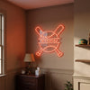 Baseball Neon Sign Custom, Name Bats LED Light, Boys Room Wall Decor
