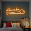 Baseball Neon Sign with Name, Bat Ball LED Light, Boys Room Wall Sports Decor