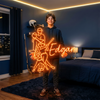 Baseball Neon Sign with Name, Player LED Light, Boys Room Wall Sports Decor