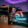 Baseball Neon Sign with Name, Stitch LED Light, Boys Room Wall Sports Decor