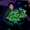 Baseball Player Neon Sign Custom, Name Batter LED Light, Boys Room Decor