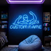 Baseball Player Neon Sign Custom, Name Batter LED Light, Boys Room Decor