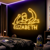 Baseball Player Neon Sign Custom, Name Batter LED Light, Boys Room Decor