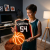 Basketball Jersey Neon Sign Custom, Name Number LED Light, Boys Room Wall Decor