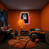 Basketball Jersey Neon Sign Custom, Name Number LED Light, Boys Room Wall Decor