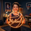 Basketball Neon Sign with Name, Ball LED Light, Kids Room Wall Sports Decor