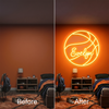 Basketball Neon Sign with Name, Ball LED Light, Kids Room Wall Sports Decor
