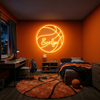 Basketball Neon Sign with Name, Ball LED Light, Kids Room Wall Sports Decor