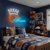 Basketball Neon Sign with Name, Crown LED Light, Boys Room Wall Sports Decor