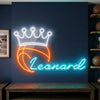 Basketball Neon Sign with Name, Crown LED Light, Boys Room Wall Sports Decor