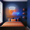 Basketball Neon Sign with Name, Crown LED Light, Boys Room Wall Sports Decor