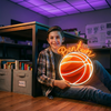 Basketball Neon Sign with Name, Custom Ball LED Light, Kids Bedroom Wall Decor