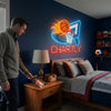 Basketball Neon Sign with Name, Flaming Hoop LED Light, Boys Room Wall Decor