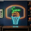 Basketball Neon Sign with Name, Hoop Backboard LED Light, Boys Room Wall Decor