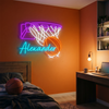 Basketball Neon Sign with Name, Hoop Net LED Light, Boys Room Wall Sports Decor