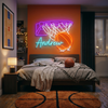 Basketball Neon Sign with Name, Hoop Net LED Light, Boys Room Wall Sports Decor