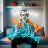 Basketball Neon Sign with Name, Jump Player LED Light, Boys Room Wall Decor