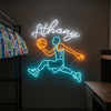 Basketball Neon Sign with Name, Jump Player LED Light, Boys Room Wall Decor