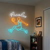 Basketball Neon Sign with Name, Jump Player LED Light, Boys Room Wall Decor