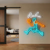 Basketball Neon Sign with Name, Jump Player LED Light, Boys Room Wall Decor