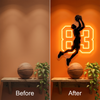 Basketball Neon Sign with Name Number, Player LED Light, Boys Room Wall Decor