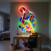 Basketball Neon Sign with Name, Slam Dunk LED Light, Boys Room Wall Decor