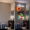 Basketball Neon Sign with Name, Slam Dunk LED Light, Boys Room Wall Decor