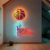 Basketball Neon Sign with Name, Spinning Ball LED Light, Boys Room Wall Decor