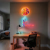Basketball Neon Sign with Name, Spinning Ball LED Light, Boys Room Wall Decor