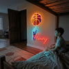 Basketball Neon Sign with Name, Spinning Ball LED Light, Boys Room Wall Decor