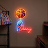 Basketball Neon Sign with Name, Spinning Ball LED Light, Boys Room Wall Decor